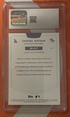2024 Topps 50/50 Shohei Ohtani #44 Graded - CGC 9 Mint - Image 2