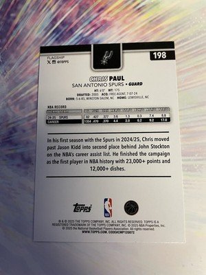 2025-26 Topps Basketball #198 Chris Paul Blue Foil 062/150 San Antonio Spurs - Image 3