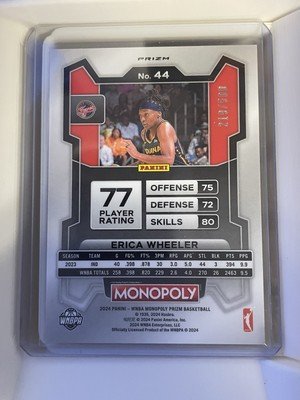 2024 Panini Prizm Monopoly WNBA Erica Wheeler Gold Parallel 219/500 Fever - Image 2