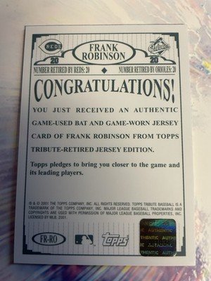 2002 Topps Tribute #FR-RO Frank Robinson Bat & Jersey GameUsed |Holo Rainbow - Image 3