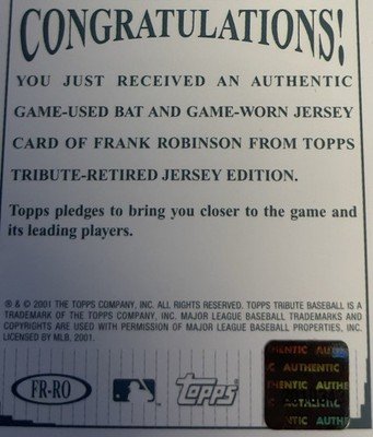 2002 Topps Tribute #FR-RO Frank Robinson Bat & Jersey GameUsed |Holo Rainbow - Image 4