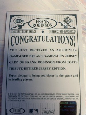 2002 Topps Tribute #FR-RO Frank Robinson Bat & Jersey GameUsed |Holo Rainbow - Image 5