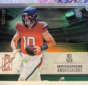 2024 Topps Signature Class - #GA-4 Bo Nix Gridiron Ambassadors Green RC 37/150