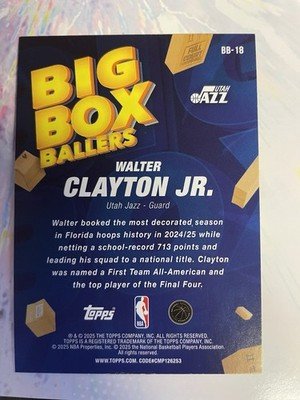 2025-26 Topps Flagship Basketball Walter Clayton Jr. RC Big Box Ballers #BB-18 - Image 2