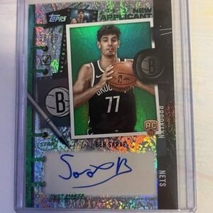 Topps 2025 Basketball New Applicant Ben Saraf Green Foil Auto RC 88/99 | NA-BS