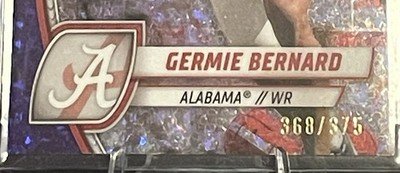 2024 Bowman U Chrome #156 Germie Bernard Purple Mini-Diamond Refractor 368/375 - Image 4