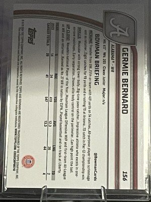 2024 Bowman U Chrome #156 Germie Bernard Purple Mini-Diamond Refractor 368/375 - Image 5