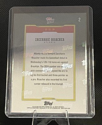 2024-25 Topps Now LIVE Zaccharie Risacher RC #1 Draft Pick Debut #2 Hawks - Image 2