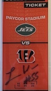 Bengals Logan Wilson  Limited Edition 7/10 Autographed Commemorative Ticket