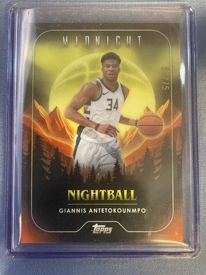 2024 Topps Midnight Basketball Giannis Antetokounmpo Nightball 54/75 Yellow NB-8