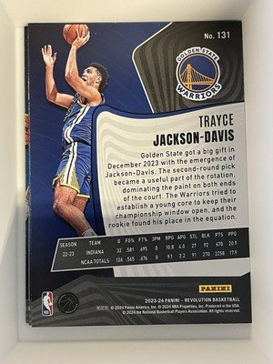 Trayce Jackson-Davis 2023-24 Panini Revolution Golden State Warriors Rookie #131 - Image 2