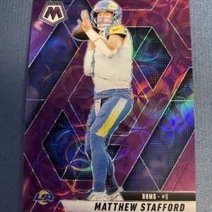 2025 Panini Mosaic Matthew Stafford #96 Purple Scope Prizm