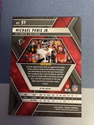2025 Panini Mosaic Michael Penix Jr Purple Scope Prizm #51 - Image 2