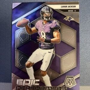 2025 Panini Mosaic Lamar Jackson Epic Performers Card #3 Mosaic Prizm - Ravens