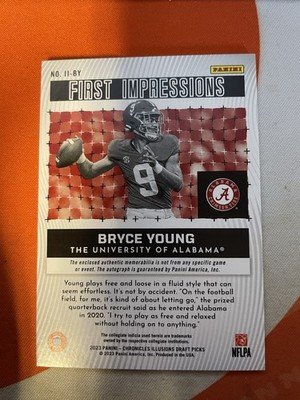 2023 Panini Chronicles Bryce Young RPA RC Auto First Impressions Draft Picks /49 - Image 3