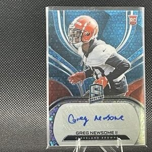 2021 Panini Spectra Neon Blue Prizm 23/50 Greg Newsome II #255 Rookie Auto RC