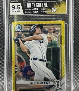 2021 Riley Greene Bowman Chrome Prospects Yellow Mini-Diamond Refractors 43/75