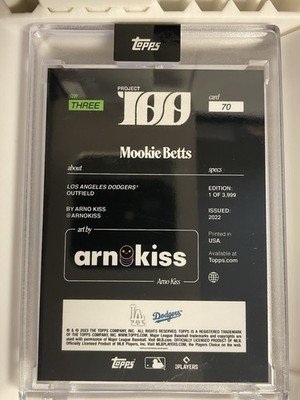 MOOKIE BETTS By Arno Kiss- Topps Project100 Card #70 Los Angeles Dodgers - Image 3