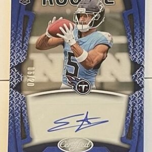2025 Panini Certified #RSI-EAR Elic Ayomanor Rookie Signatures Mirror Blue 06/20
