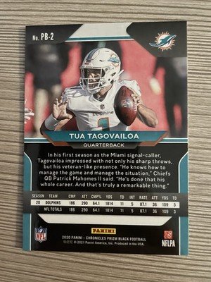 2020 Panini Chronicles Tua Tagovailoa Prizm Black Silver PB-2 Dolphins Rookie RC - Image 2