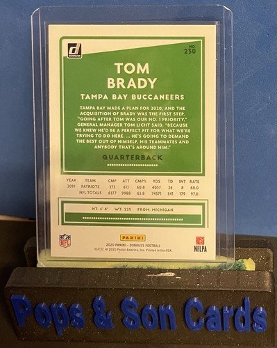 2020 Donruss #230 Tom Brady Press Proof Blue - Image 2