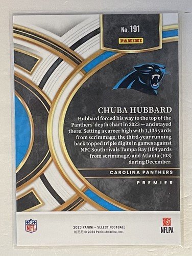 CHUBA HUBBARD 2023 Panini Select Premier Level #191 Carolina Panthers - Image 2