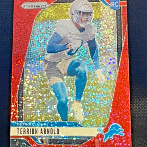 2024 Panini Prizm Terrion Arnold Red Sparkle Prizm RC SSP #389 Detroit Lions