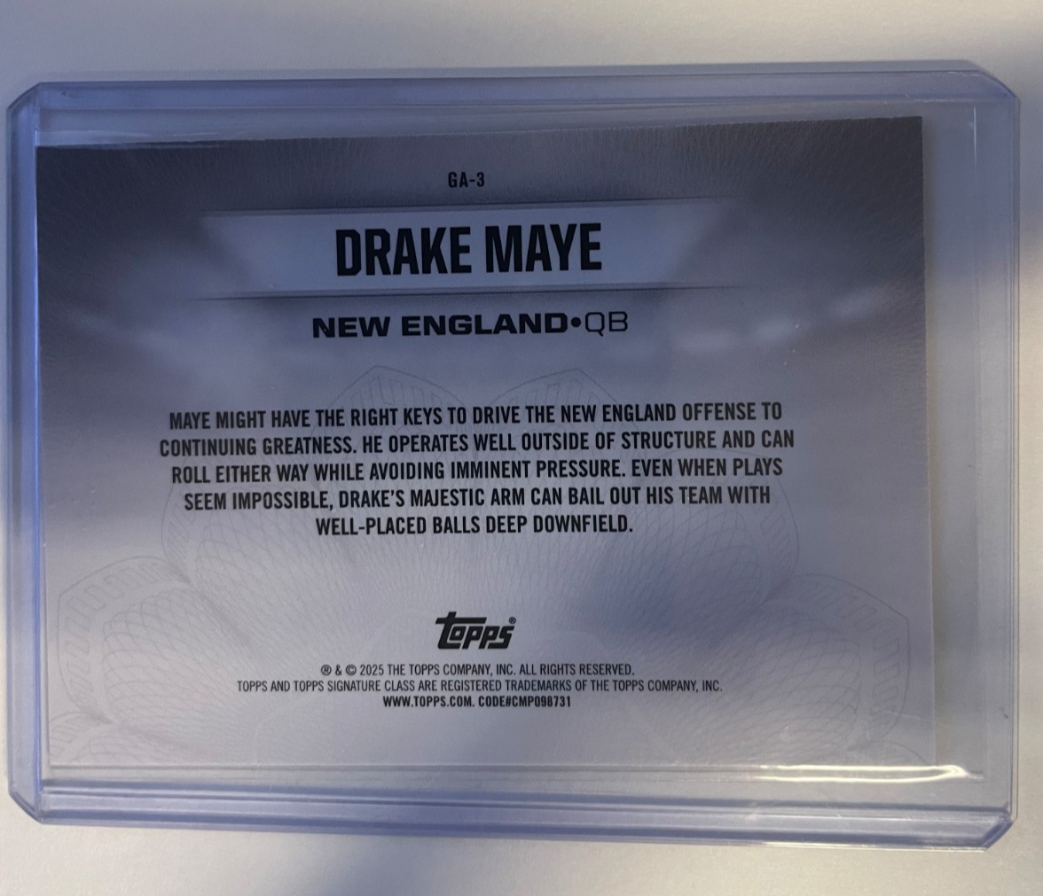 2024 Topps Signature Class - Gridiron Ambassadors Drake Maye #GA-3 (RC) - Image 2