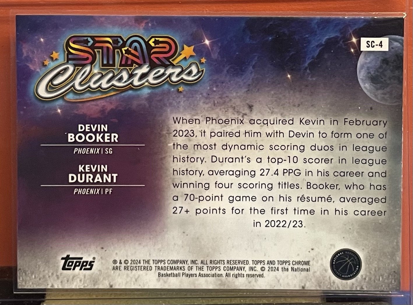 2024 Topps Chrome Cosmic #SC-4 Kevin Durant/Devin Booker Star Cluster - Pho Suns - Image 2