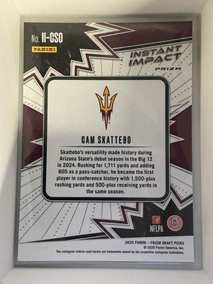Cam Skattebo 2025 Prizm Draft Picks Green Instant Impact Giants No. II-CSO - Image 2