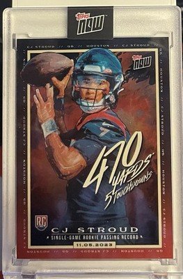 CJ Stroud - 2023 TOPPS NOW Football Card CJ1 Rookie Passing Record RC