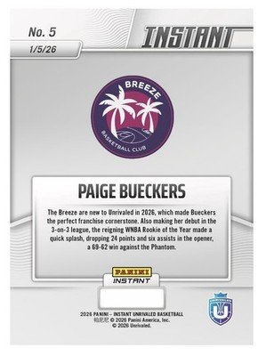 2026 Panini Instant Unrivaled #5 - Paige Bueckers 3v3 League Debut - PRE-SALE - Image 2